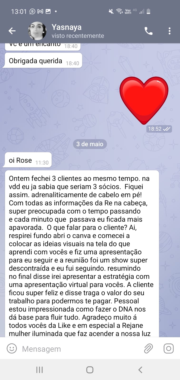 Depoimento de aluna